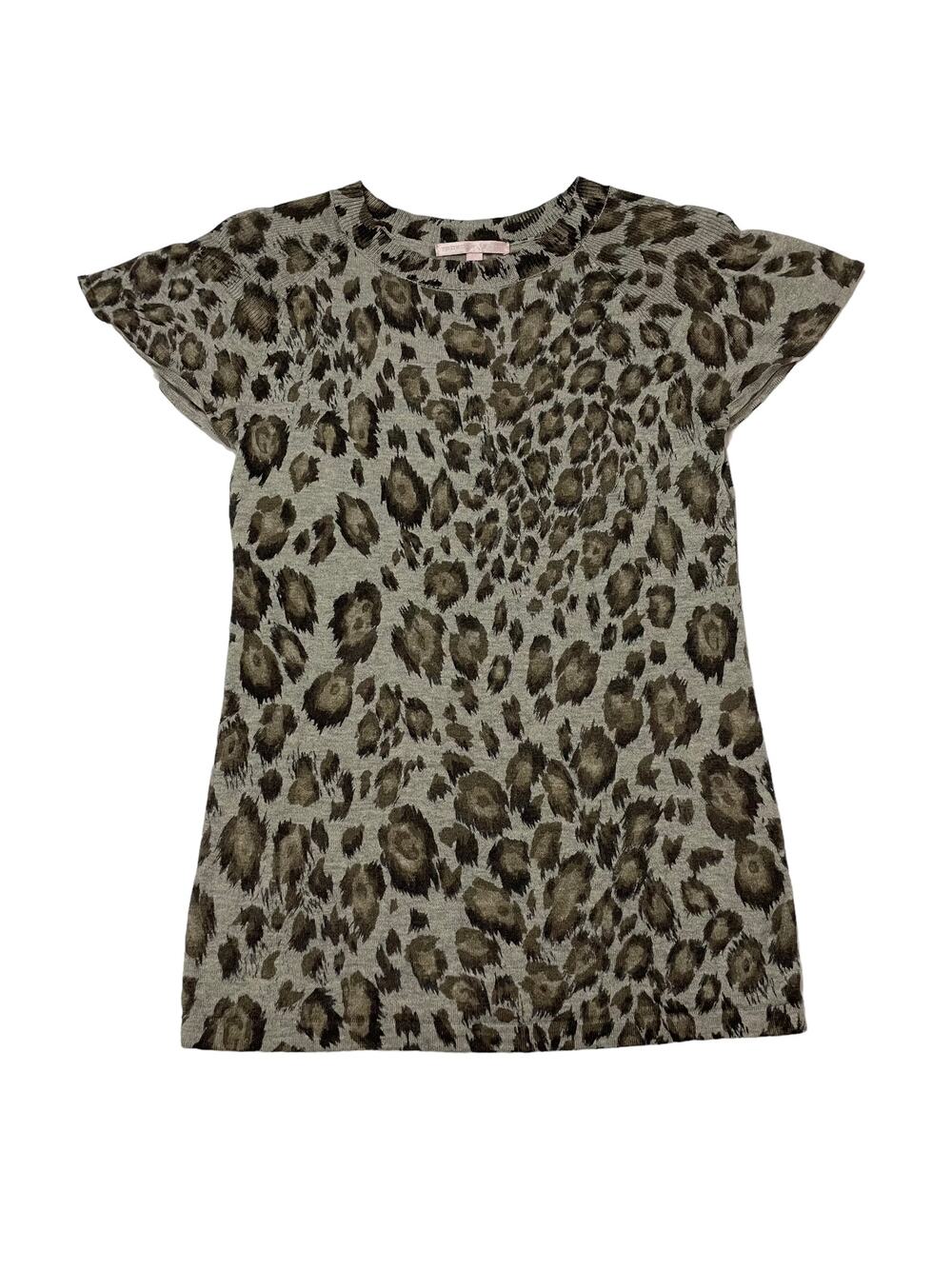 Rebecca Taylor Animal Print Knit Top - Gray - Medium